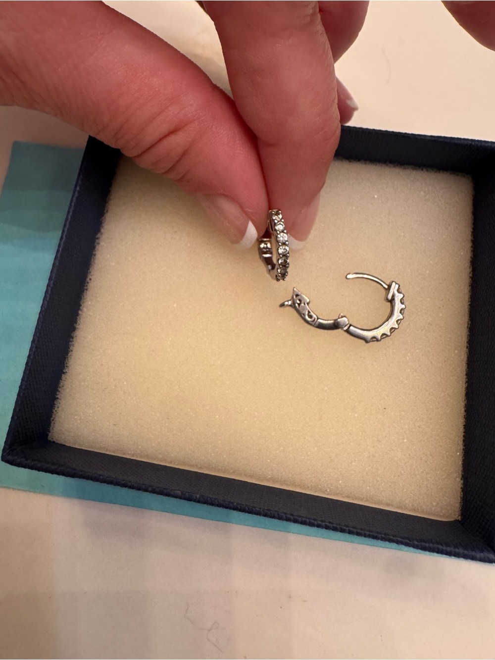 Crystal Huggie Hoop Earrings - Silver
